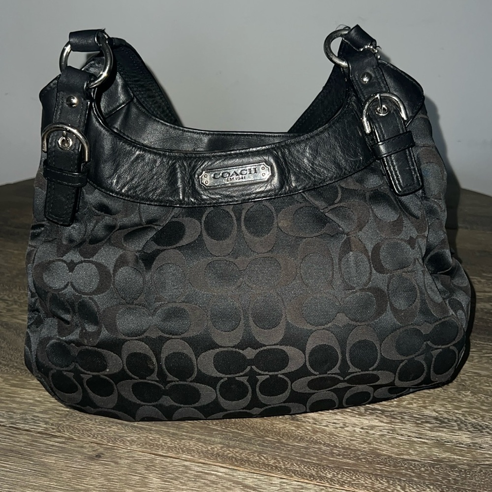 Coach black signature shoulder bag